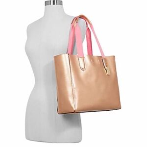 Coach Pink and Tan Leather Tote